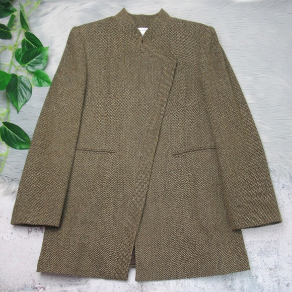 BRIGHTON Vintage Tweed Harringbone Blazer Jacket Skirt Set Womens Size 42 US 12 - Picture 3 of 13